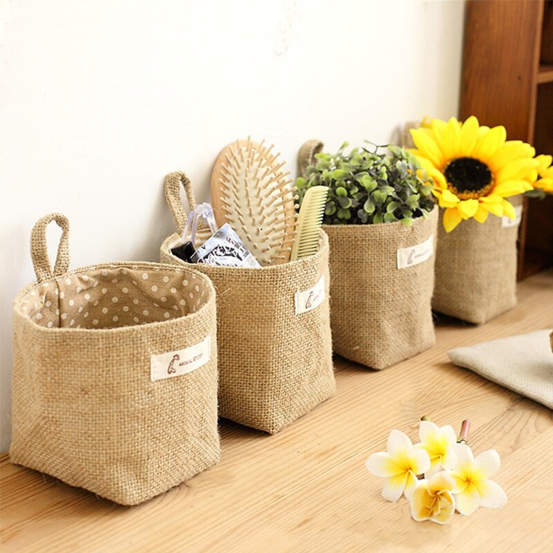 Linen Bag Bulk - İskandinav tarzı küçük asılı cep duvarı