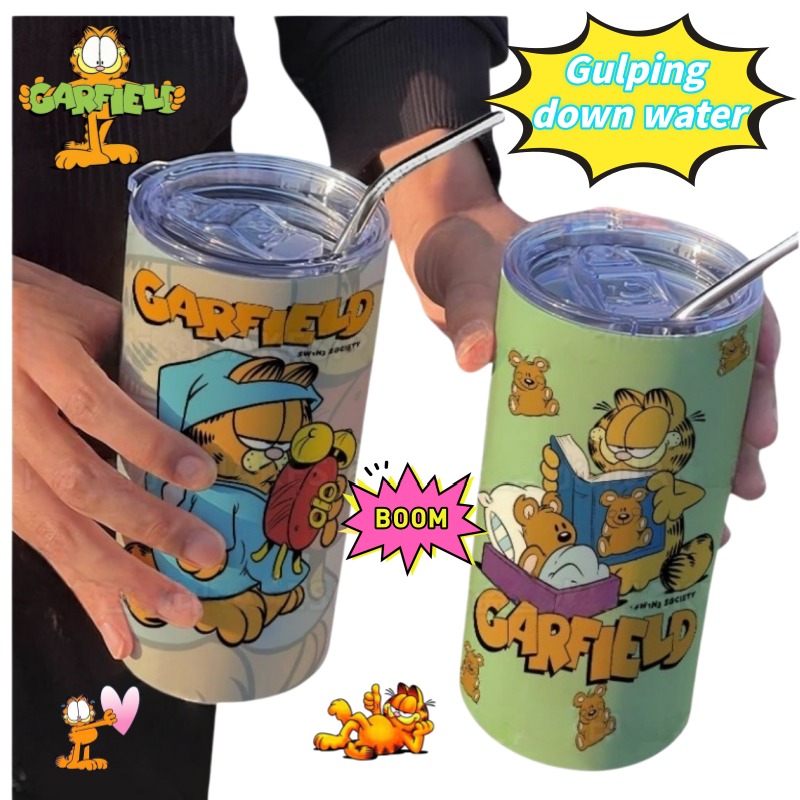 Stainless Steel Straw - Garfield Kahve Fincanı Çiftler İçin Yüksek