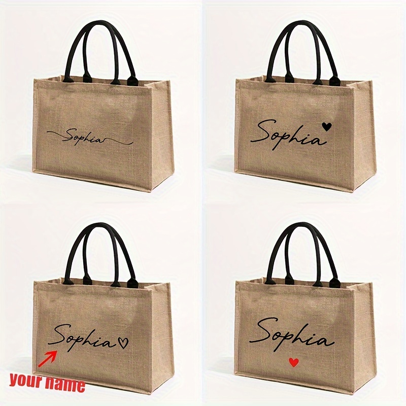 Linen Bag Bulk - Özel İsim Desenli Alışveriş Kişiselleştirilmiş Plaj