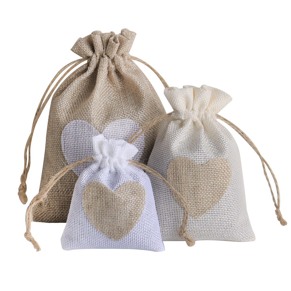 Linen Bag Bulk - 5 adet/grup Kalp Keten Takı Çantası
