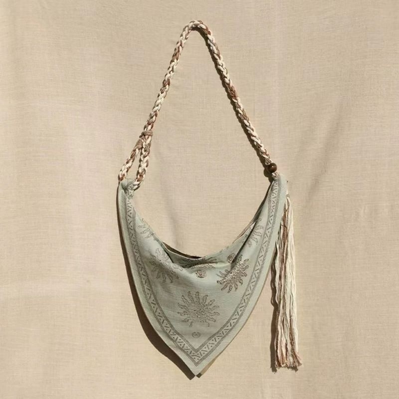 Linen Bag Bulk - Bohemian Üçgen Omuz Crossbody Çanta Retro