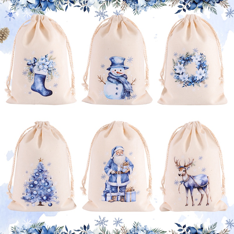 6 adet Noel Keten Pamuk Hediye - Linen Bag Bulk incelemesi ve fiyatı